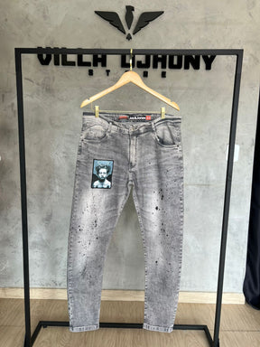 Calça Jeans Jogador Anjo Cinza