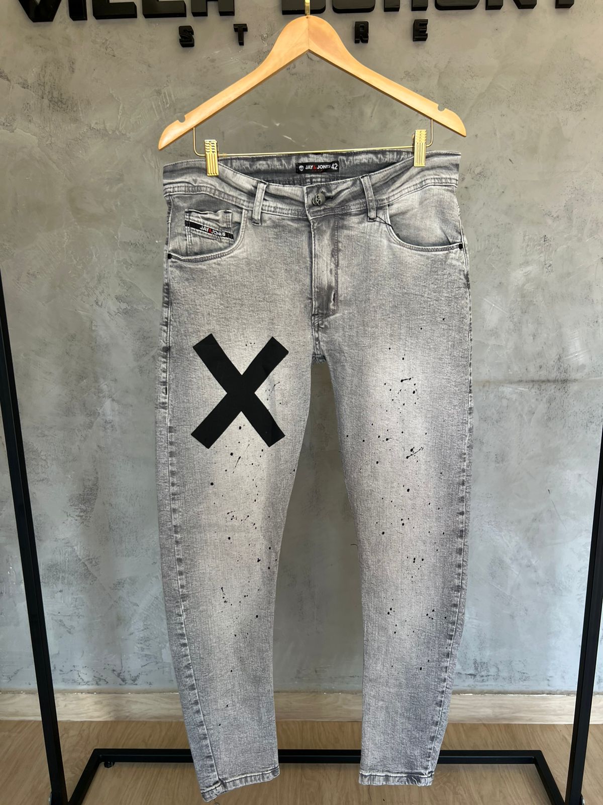 Calça Jeans Cinza X