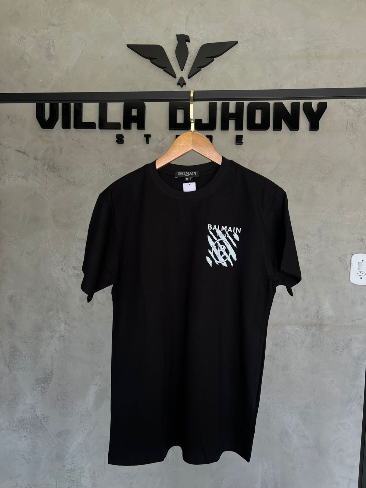 Camiseta Balmain Preta Estampada