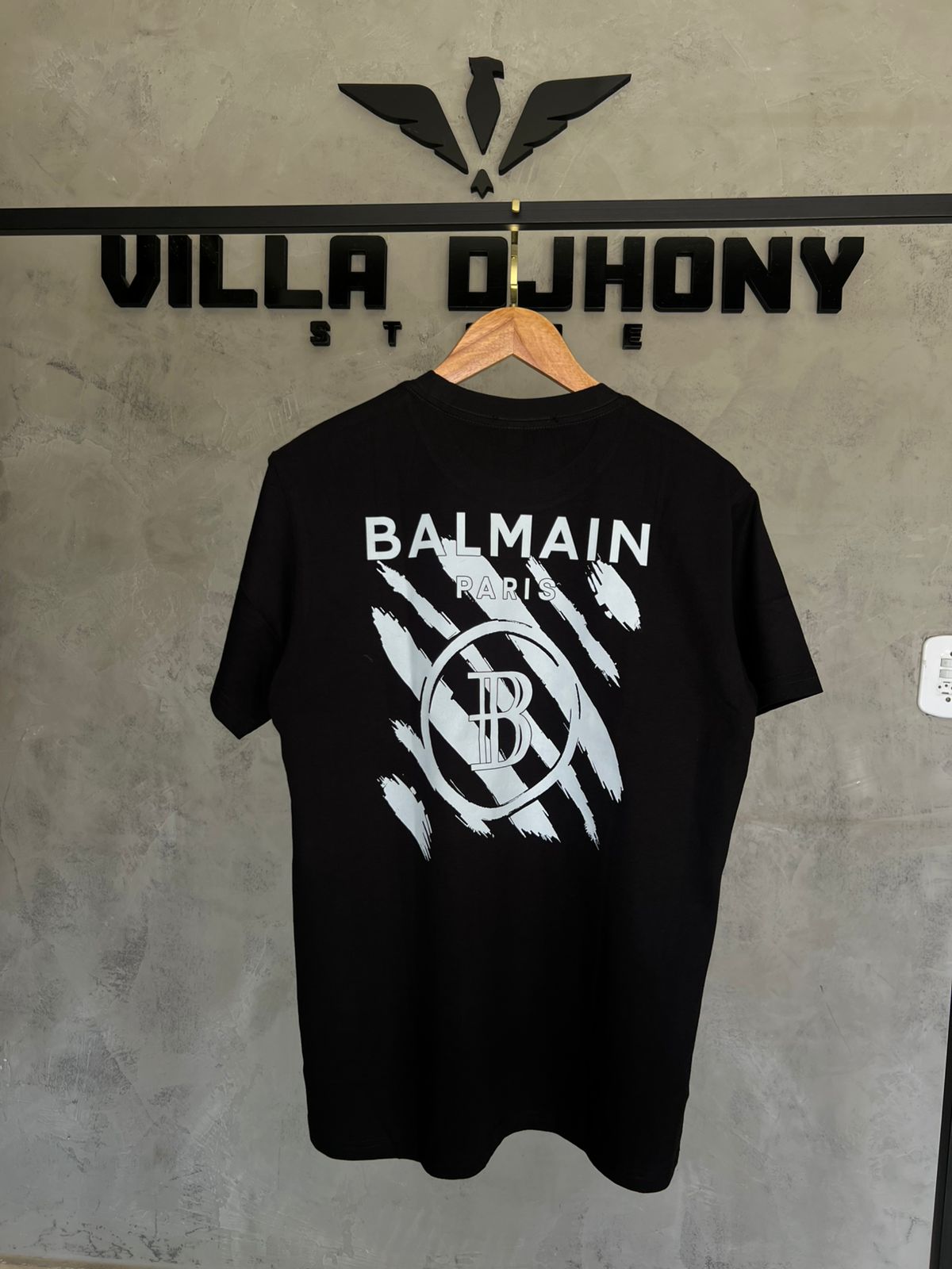 Camiseta Balmain Preta Estampada