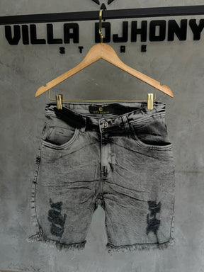 Bermuda Jeans Cinza Destroide