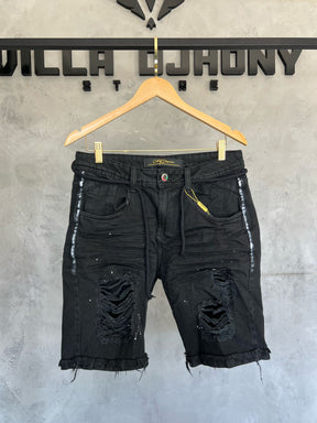 Bermuda jeans preta detalhada