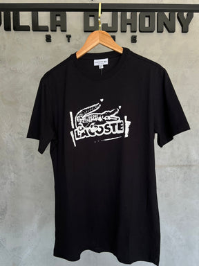 Camiseta Lacoste Preta Detalhada